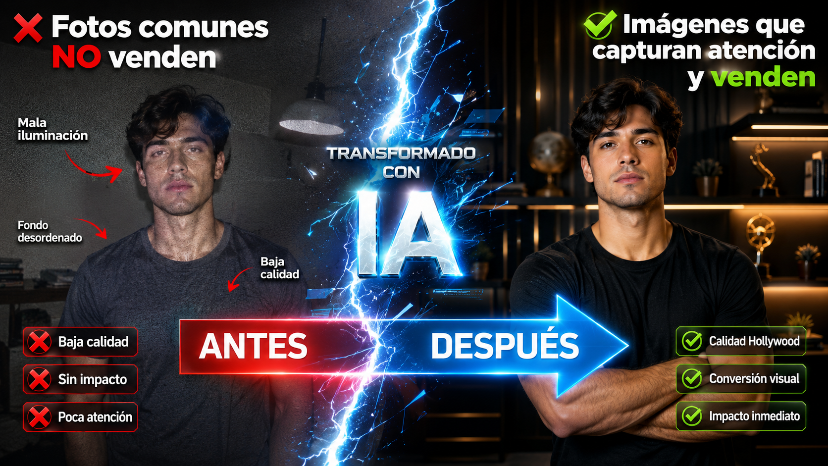 Transformación con IA: fotos comunes que no venden vs imágenes profesionales que capturan atención y venden